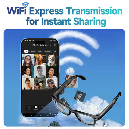 SANVNET GS4 MAX Smart Glasses 2026 – 1080p Camera, AI Translation, Bluetooth Audio Dual Lens Sunglasses