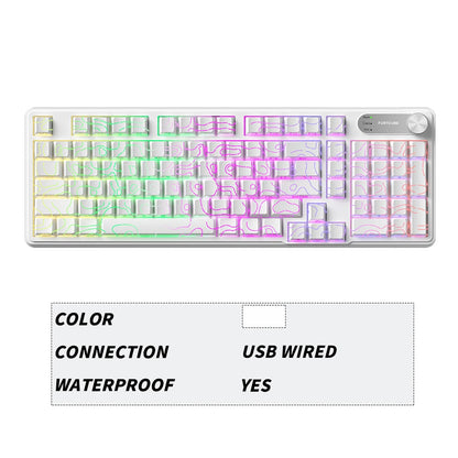 FURYCUBE 98 Key Wireless RGB Keyboard with Screen & Knob – Waterproof Membrane Mechanical Feel Gaming Keyboard White