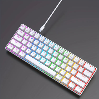 Kavlorn KL61 60% Mechanical Gaming Keyboard White | RGB Backlit, Green Switch, Wired USB