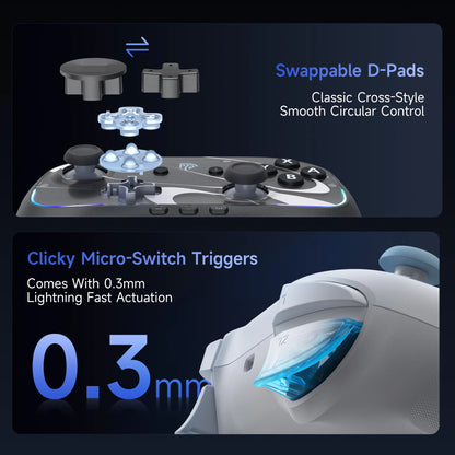 EasySMX S10 Controller with TMR Joystick – Switch & PC Gamepad with Back Buttons, Wake-Up & DIY Faceplate