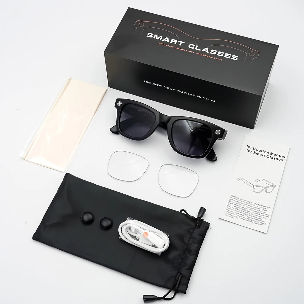 SANVNET GS4 MAX Smart Glasses 2026 – 1080p Camera, AI Translation, Bluetooth Audio Dual Lens Sunglasses