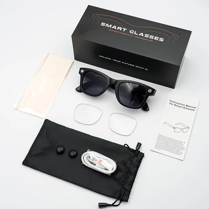 SANVNET GS4 MAX Smart Glasses 2026 – 1080p Camera, AI Translation, Bluetooth Audio Dual Lens Sunglasses