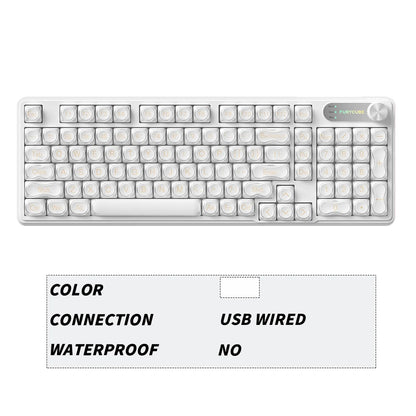 FURYCUBE 98 Key Wireless RGB Keyboard with Screen & Knob – Waterproof Membrane Mechanical Feel Gaming Keyboard White