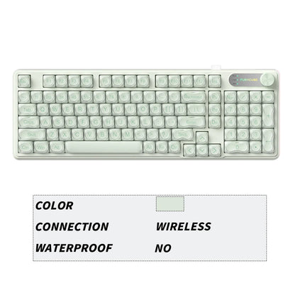 FURYCUBE 98 Key Wireless RGB Keyboard with Screen & Knob – Waterproof Membrane Mechanical Feel Gaming Keyboard White