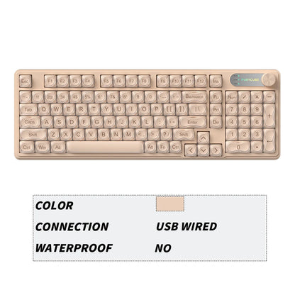 FURYCUBE 98 Key Wireless RGB Keyboard with Screen & Knob – Waterproof Membrane Mechanical Feel Gaming Keyboard White