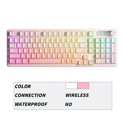 FURYCUBE 98 Key Wireless RGB Keyboard with Screen & Knob – Waterproof Membrane Mechanical Feel Gaming Keyboard White
