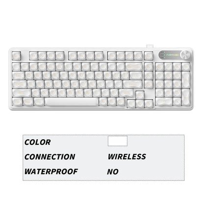 FURYCUBE 98 Key Wireless RGB Keyboard with Screen & Knob – Waterproof Membrane Mechanical Feel Gaming Keyboard White