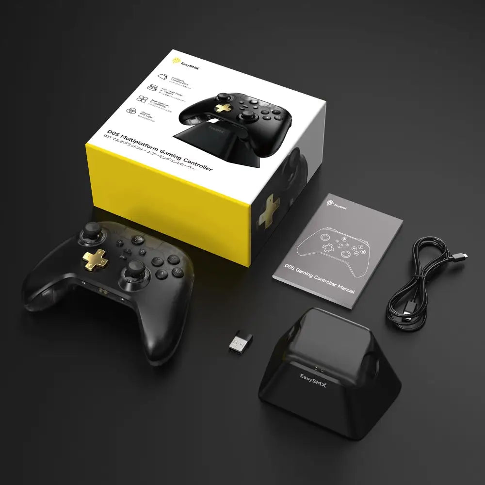EasySMX D05 Gaming Controller with Charging Dock – Hall Effect Joystick Wireless Gamepad with Programmable Buttons