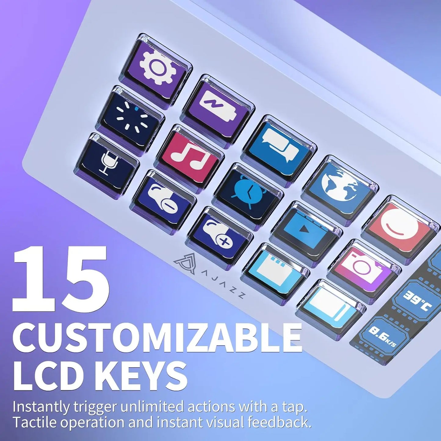Ajazz AKP153E Visual Keyboard – LCD Display Programmable Macro Keyboard Desktop Shortcut Controller