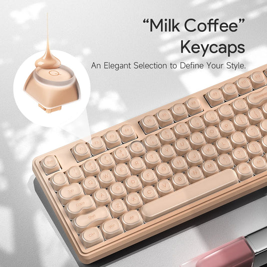 FURYCUBE 98 Key Wireless RGB Keyboard with Screen & Knob – Waterproof Membrane Mechanical Feel Gaming Keyboard White
