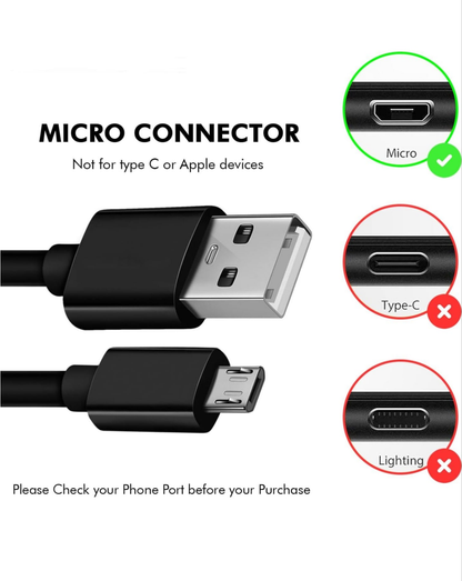 3ft USB A to Micro USB Fast Charging Cable For Samsung Phone Controllers 2pk