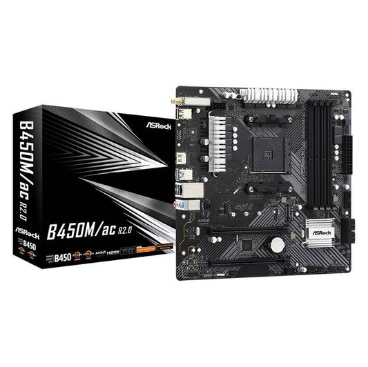 Asrock B450M-AC R2.0 AM4 Micro ATX Motherboard with WiFi & Bluetooth
