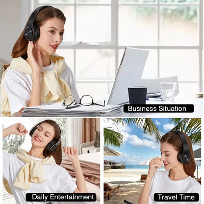 HiFi Stereo Bluetooth Headphones with FM Radio & SD Card – Wireless Music Headset with Mic for iPhone, Samsung, Xiaomi & Tablets