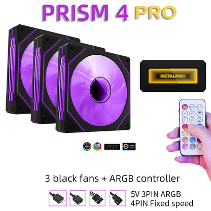 METALFISH PRISM 8 PRO 120mm ARGB Case Fan – Quiet 1200RPM Cooling | 5V 3-Pin Sync