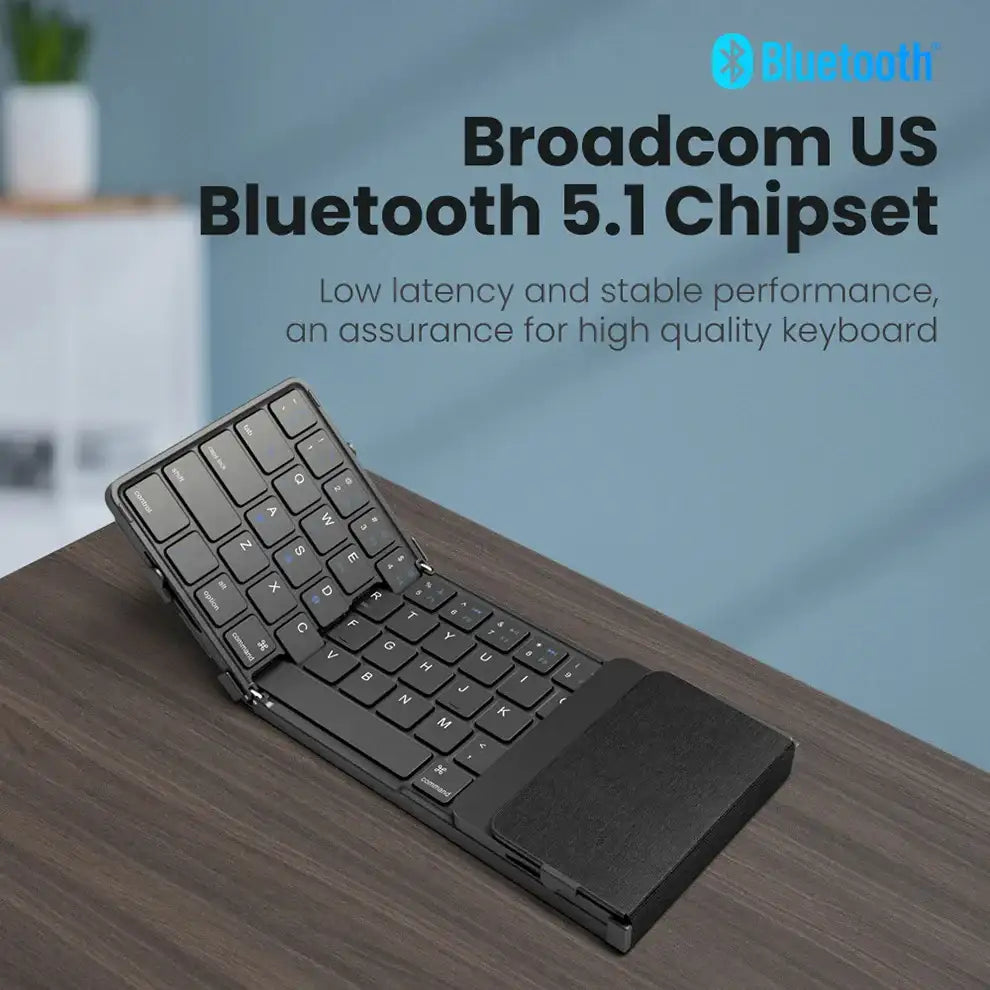 Foldable Bluetooth Keyboard with Numeric Keypad – Full-Size Wireless, Rechargeable & Portable