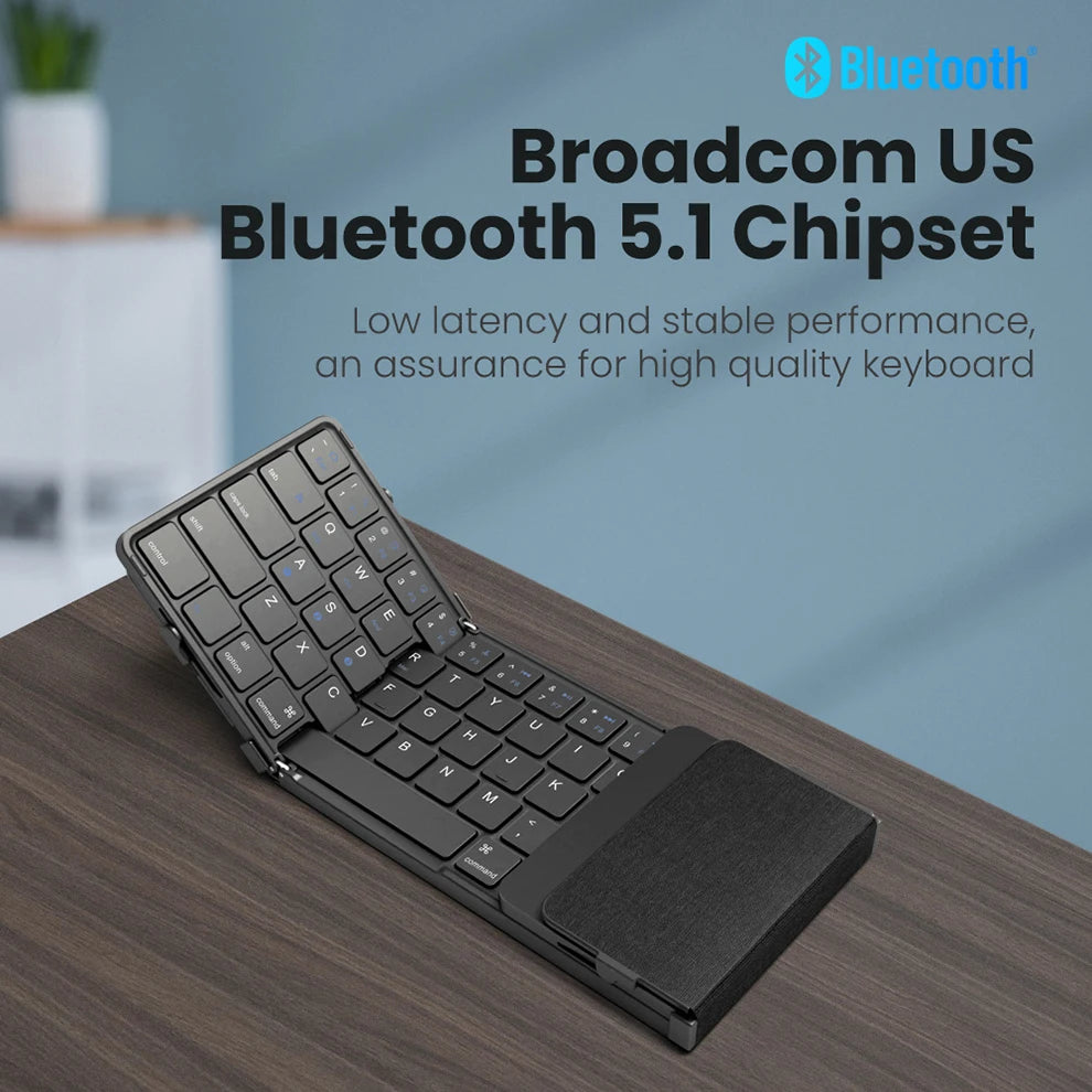Foldable Bluetooth Keyboard with Numeric Keypad – Full-Size Wireless, Rechargeable & Portable