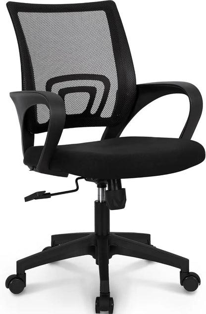 Black Mesh Gaming Office Chair – Mid Back Ergonomic Task Chair with Lumbar Support & Adjustable Height