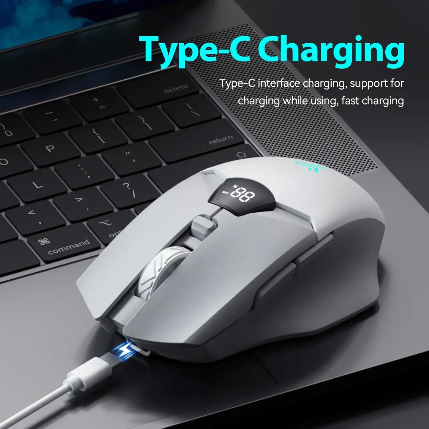 Wireless Bluetooth Mouse with Digital Battery Display – Silent Ergonomic Mouse | 2.4G & Bluetooth 5.0