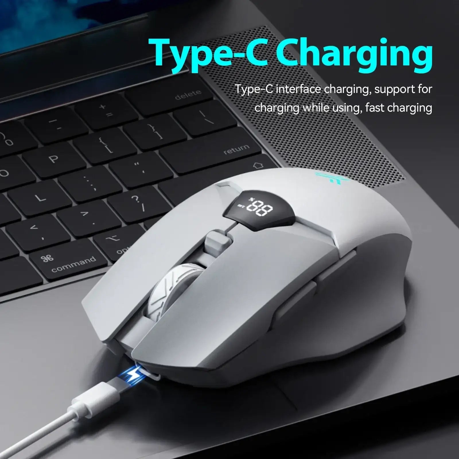 Wireless Bluetooth Mouse with Digital Battery Display – Silent Ergonomic Mouse | 2.4G & Bluetooth 5.0