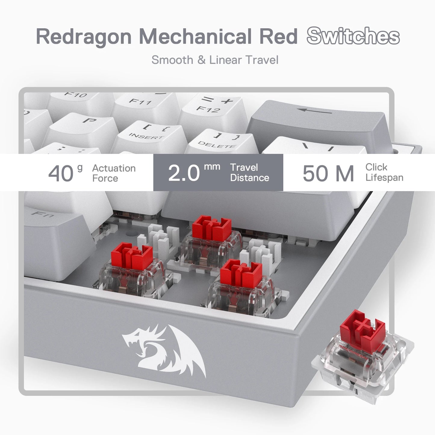 Redragon K617 Fizz 60% Mechanical Keyboard RGB – 61 Key Hot-Swap Wired Gaming Keyboard with Red Switch
