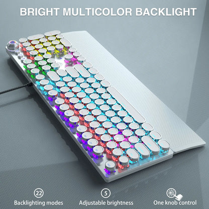 F2088 Mechanical Keyboard Round 104 keys Blue Mechanical Switch Gaming Keyboard RGB Backlit Ergonomic Design