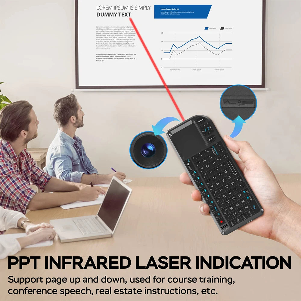 MRSVI A8 Mini Wireless Keyboard with Touchpad – 2.4G Backlit Air Mouse for Android TV & PC