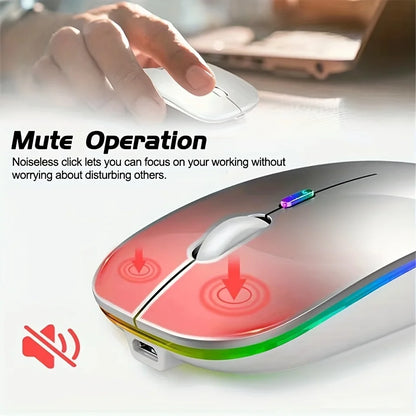 Dual Mode Bluetooth Wireless Mouse | Rechargeable LED Laptop Mouse