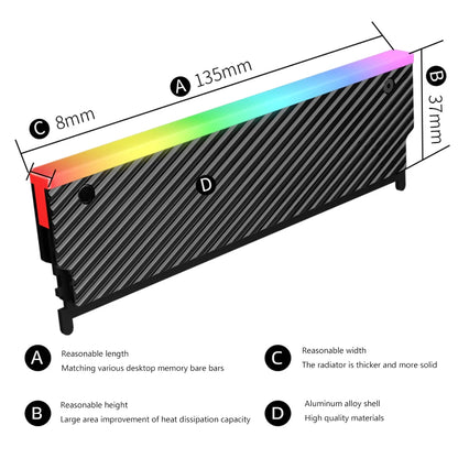 5V 3-Pin ARGB RAM Cooler | DDR2 DDR3 DDR4 DDR5 Memory Heat Sink