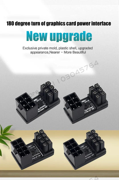 Graphics Card Power Supply Adapter Elbow 180° – PCI-E 6Pin / 8Pin Rotating Connector - TechTastic Treasures