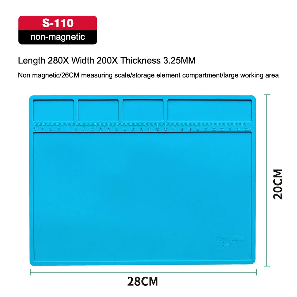 ESD Anti-Static Silicone Soldering Mat – Heat Resistant Work Pad for Electronics Repair, Hot Air & Desoldering
