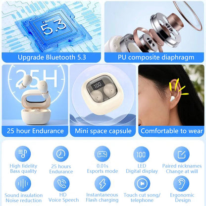 SK Mini Wireless Bluetooth Earbuds 2024 – Invisible Small Headphones with Deep Bass for Sport, Sleep, Work & Class