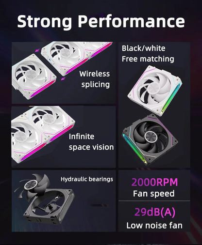 Coolcirc DL-2 Modular Wireless Splicing 120mm ARGB Fan – Infinite Mirror Lighting | Premium PC Case Cooling
