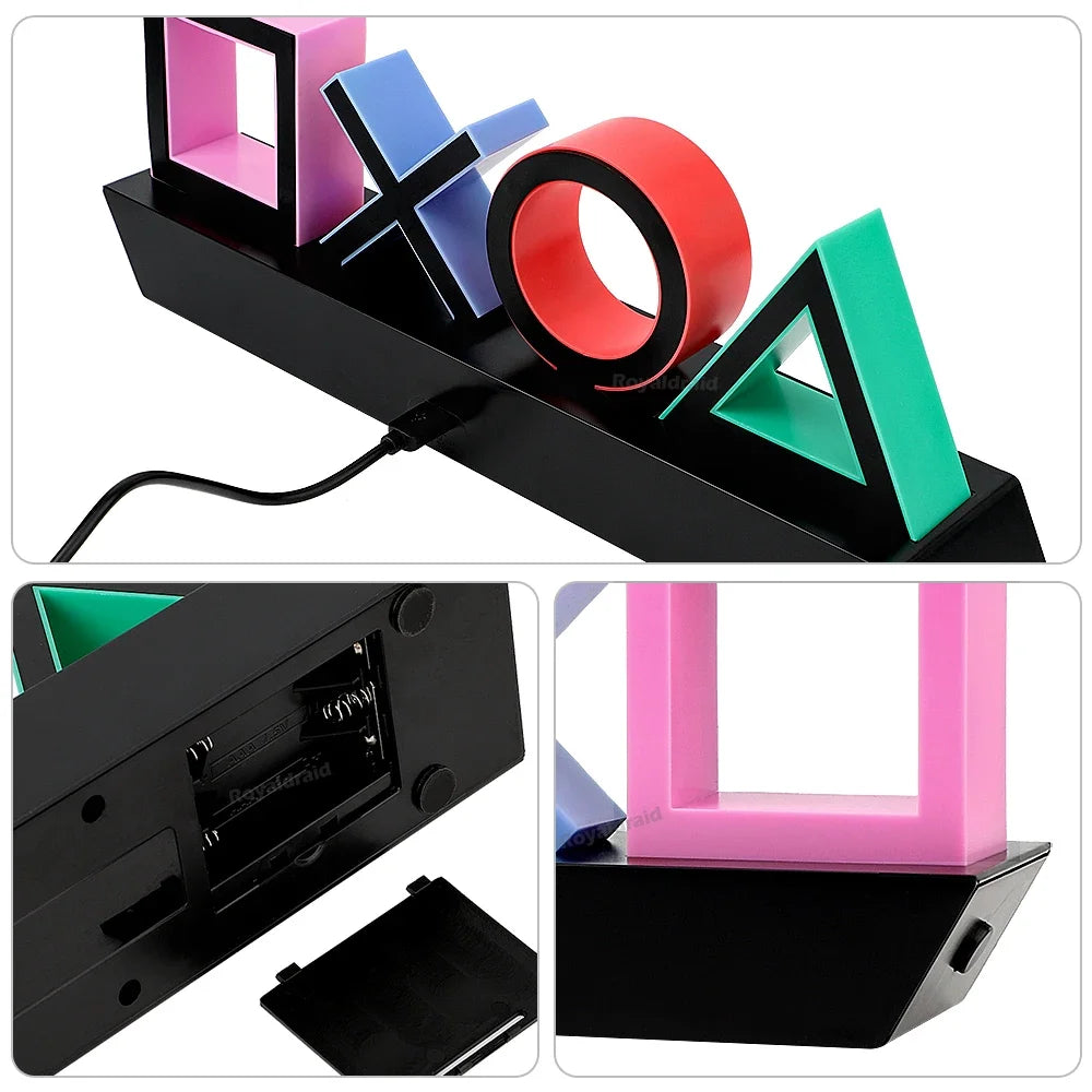 Game Icon LED Neon Light for PS4 / PS5 – Voice Control Gaming Atmosphere Lamp USB/Battery Powered