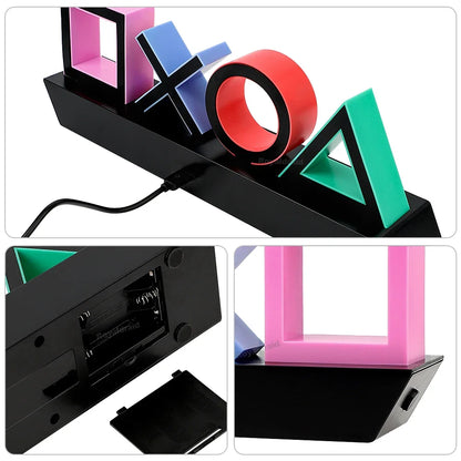 Game Icon LED Neon Light for PS4 / PS5 – Voice Control Gaming Atmosphere Lamp USB/Battery Powered