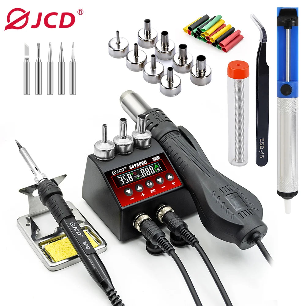 8898 2-in-1 Soldering Station Hot Air Gun & Iron – Digital Display Rework Tool for BGA SMD PCB Phone Repair