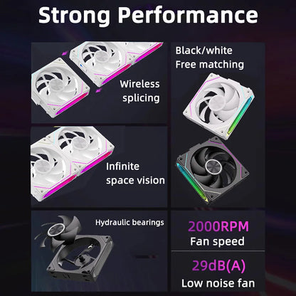 Coolcirc DL-2 Modular Wireless Splicing 120mm ARGB Fan – Infinite Mirror Lighting | Premium PC Case Cooling
