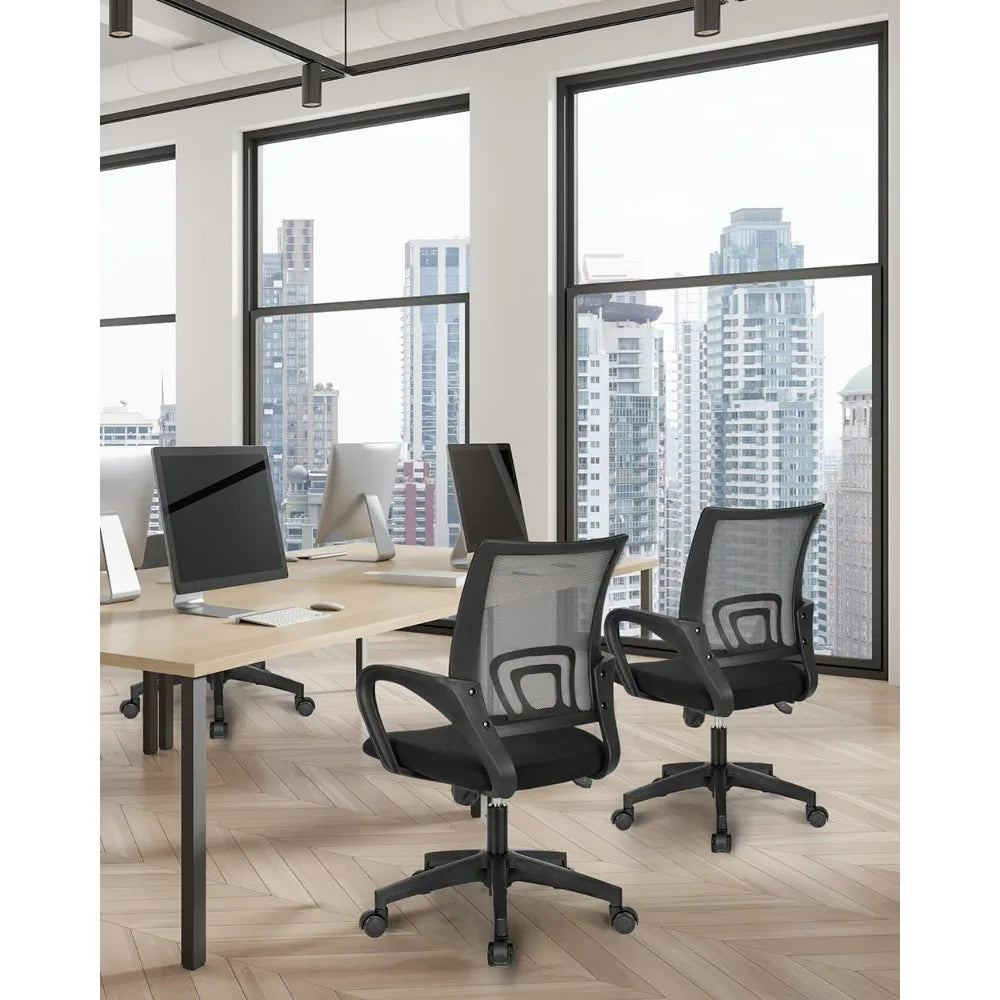 Black Mesh Gaming Office Chair – Mid Back Ergonomic Task Chair with Lumbar Support & Adjustable Height