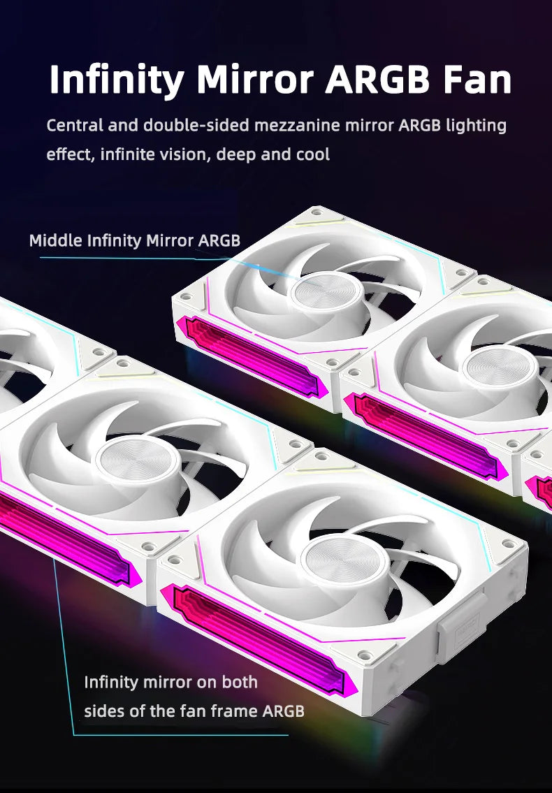 Coolcirc DL-2 Modular Wireless Splicing 120mm ARGB Fan – Infinite Mirror Lighting | Premium PC Case Cooling