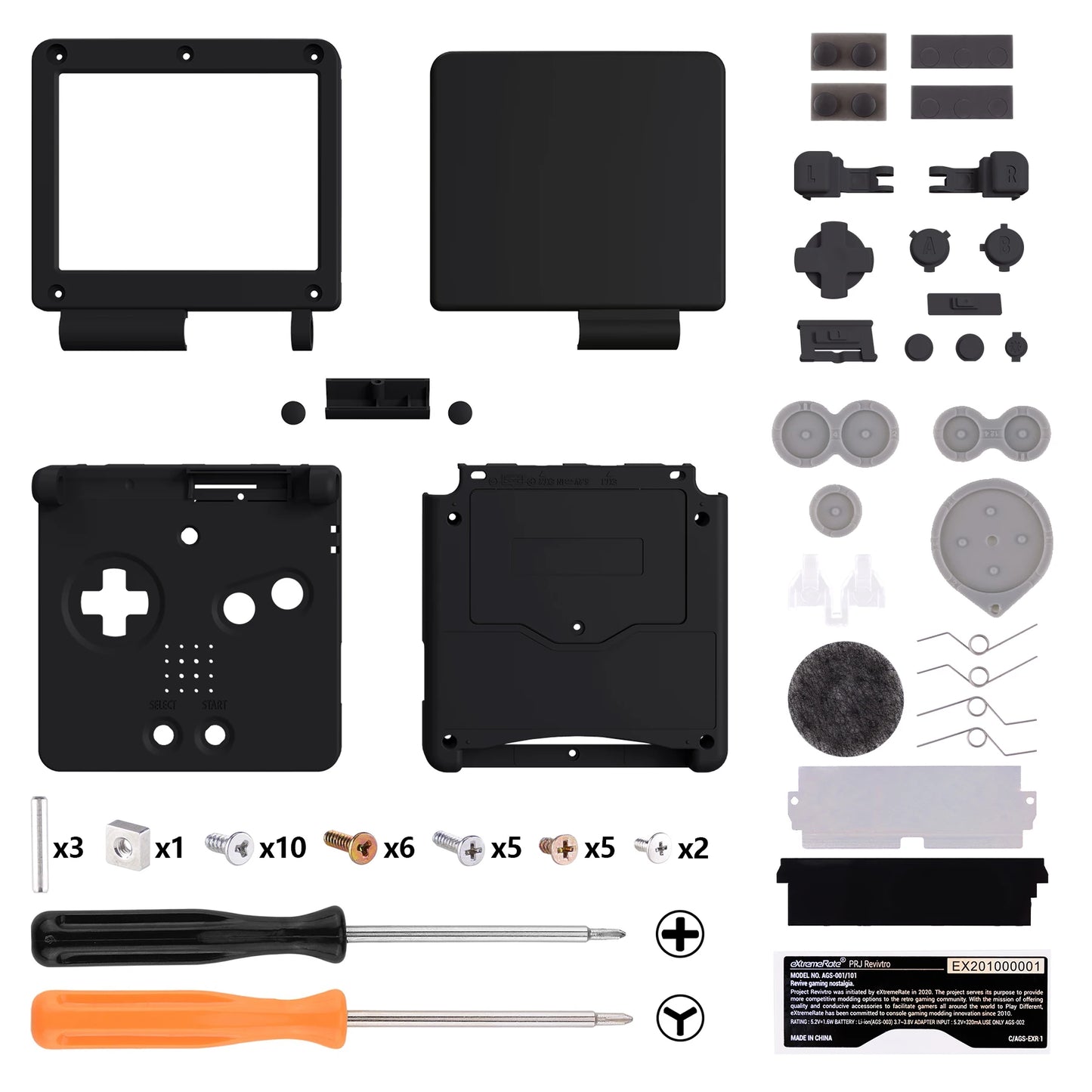 eXtremeRate GBA SP IPS Ready Replacement Shell – Soft Touch Black Housing for Game Boy Advance SP