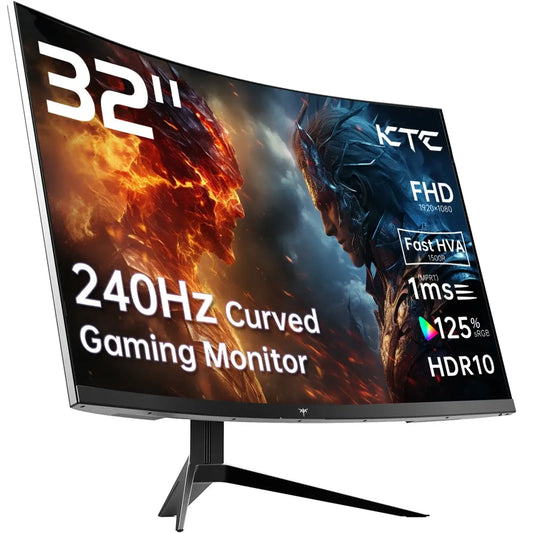 KTC 32-Inch 240Hz Curved Gaming Monitor – 1500R, 1080P, HDR10, FreeSync/G-Sync Compatible - TechTastic Treasures