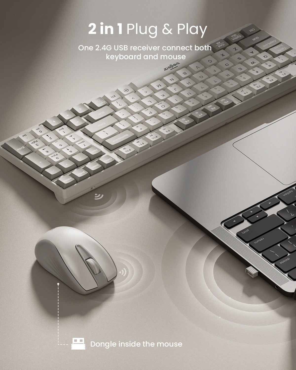 Wegear KM3 Wireless Keyboard Mouse Combo – 98 Keys Full Size 2.4GHz Wireless Keyboard & Mouse for PC, Laptop, Desktop & Mac