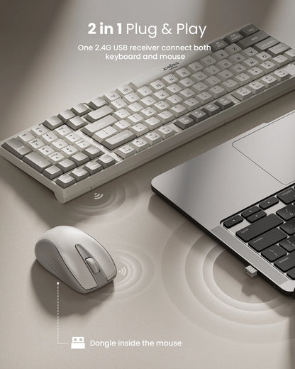 Wegear KM3 Wireless Keyboard Mouse Combo – 98 Keys Full Size 2.4GHz Wireless Keyboard & Mouse for PC, Laptop, Desktop & Mac