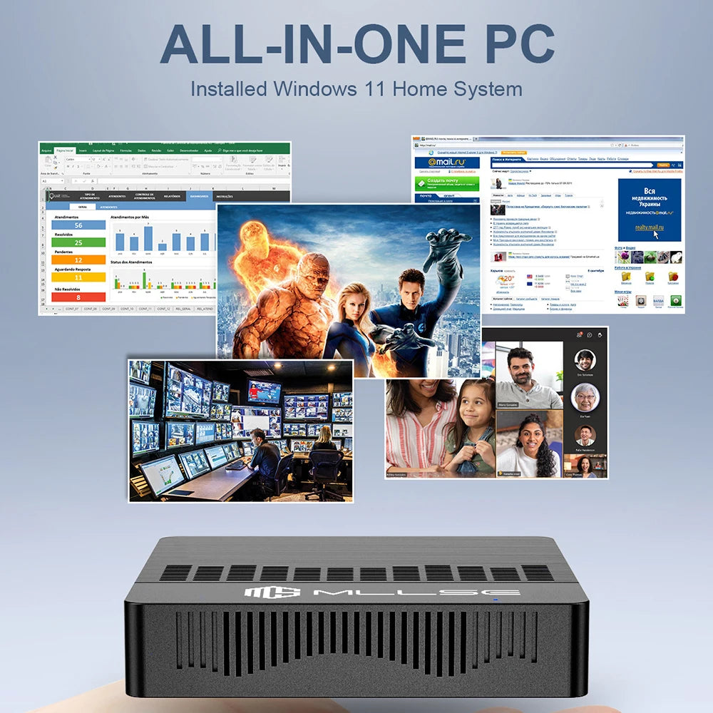 MLLSE M2 Air Mini PC Intel N4000 / J3710 – 6GB RAM 128GB Mini Desktop Computer with Dual-Band WiFi & Bluetooth