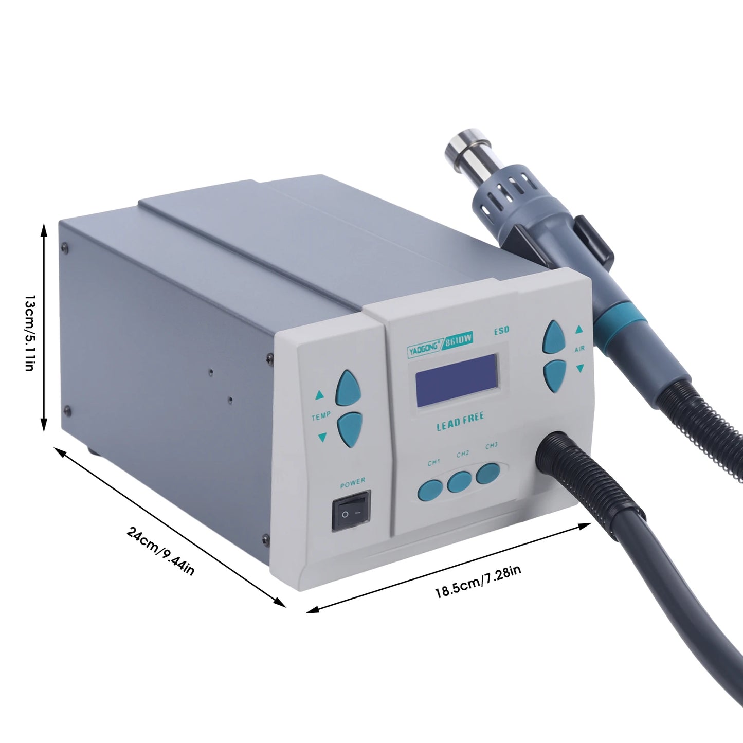 861DW 1000W Hot Air Rework Station – Digital Display Brushless Turbo Heat Gun for PCB & Soldering Repair
