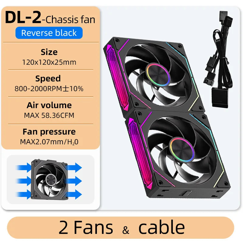 Coolcirc DL-2 Modular Wireless Splicing 120mm ARGB Fan – Infinite Mirror Lighting | Premium PC Case Cooling