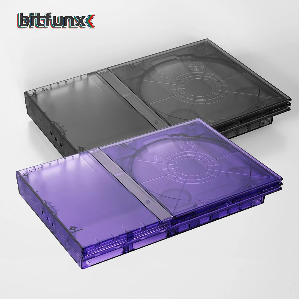 Bitfunx Translucent PS2 Slim Replacement Case | Black Purple Shell
