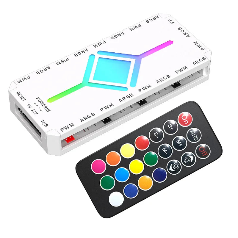 TEUCER 5V 3-Pin ARGB Fan Hub | 1-to-9 PWM Splitter SATA Powered