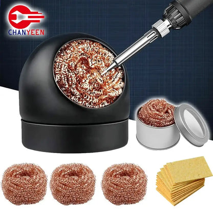 Soldering Iron Tip Cleaner | Steel Wool Cleaning Ball with Metal Stand