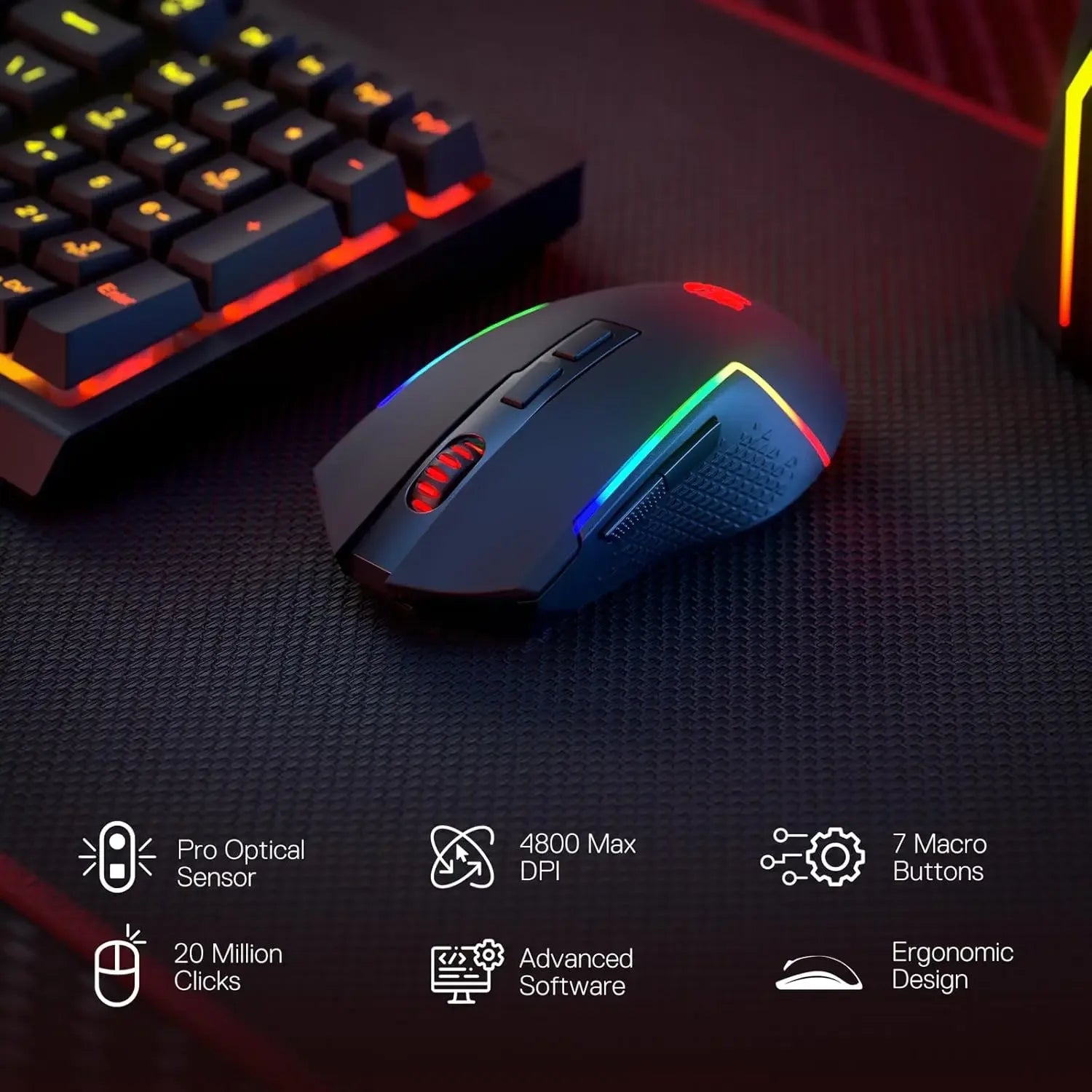 Redragon S142 Wireless Gaming Keyboard & Mouse Combo – K515 PRO RGB Membrane Keyboard - TechTastic Treasures