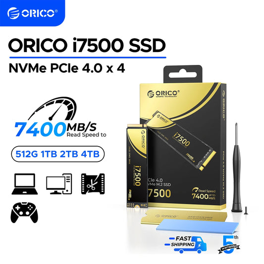 ORICO PS5 SSD 1TB PCIe4.0 NVMe 7400MB/s M.2 2280 Internal SSD for Gaming PC Gamers Creators i7500